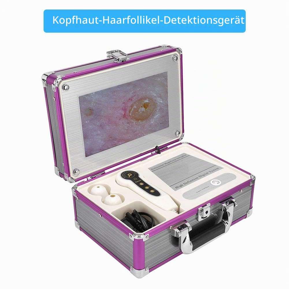 Hautanalysegerät Professionelles Haaranalysegerät 10,1 Zoll Lademikroskop Kopfhaut Haarfollikel Hauthaardetektor Analysegerät Hautdiagnose Haaranalysegerät Feuchtigkeitstester