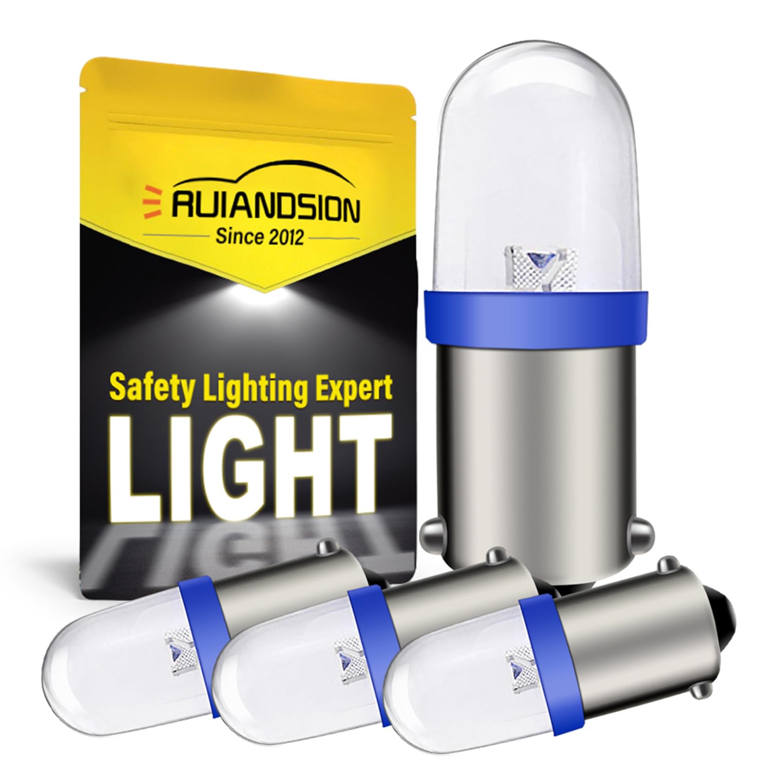 Ruiandsion 4X Blue BA9s LED Bulb – BA9s Base Replacement Indicator Bulb for Dashboard, Instrument Panel & Indicator Lights (AC/DC 240V)