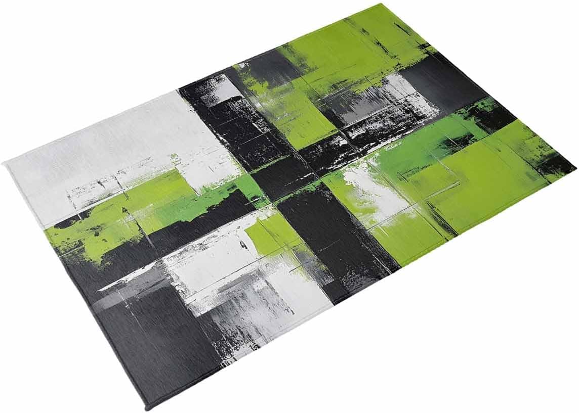Outdoor Rug 4x6 ft Green Black White Outdoor Large Area Rug Non Slip Rubber Watercolor Washable Front Door Mat RV Rug Camping Carpet Patio Outdoor Rugs for Backyard Balcony Deck Porch Indoor
