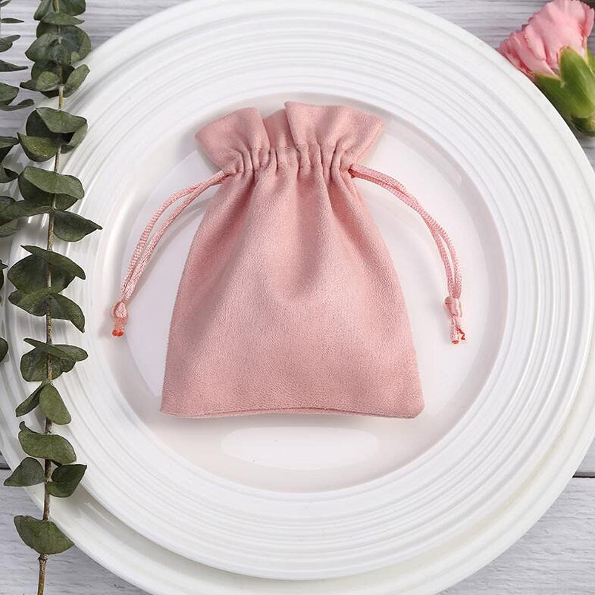 30 Pcs Pink Velvet Drawstring Bags Jewelry Pouches Jewelry Gift Bags Pouches Wedding Favors,2.8x3.5 inch - Image 3