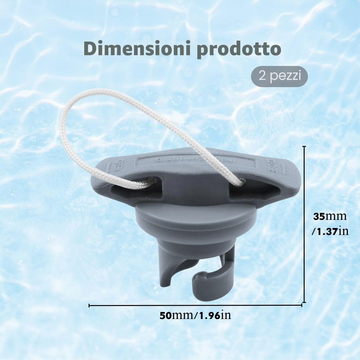 Set di tappi per valvola per canotti, SUP, 2 pezzi di ricambio | Set di tappi di ricambio per valvola gonfiabile e valvola SUP, 2 pezzi, adatti per chiusura valvola ad aria