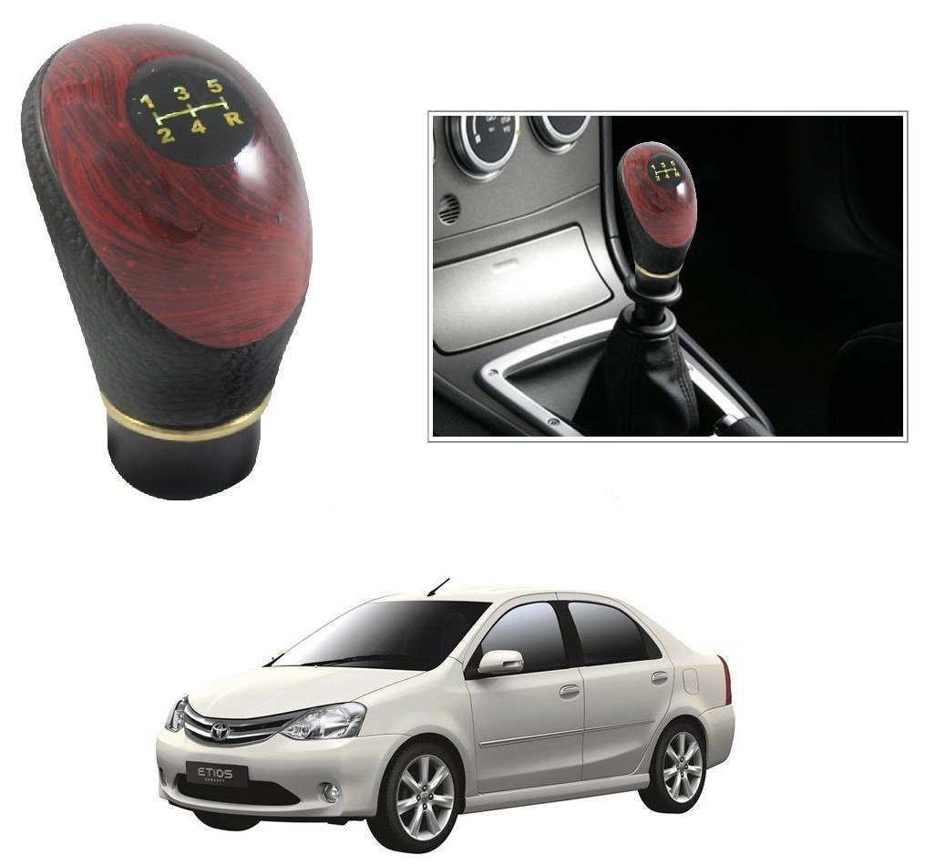 AutoStark Black and Wood Gear Knob/ Gear Shift Knob for Toyota Etios