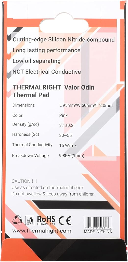 Thermalright シリコンサーマルパッド 85x45x3mm 両面放熱シリコーンパッド 冷却ラジエーターフィン Thermalright シリコンサーマルパッド 85x45x3mm 両面放熱シリコーンパッド 冷却ラジエーターフィン