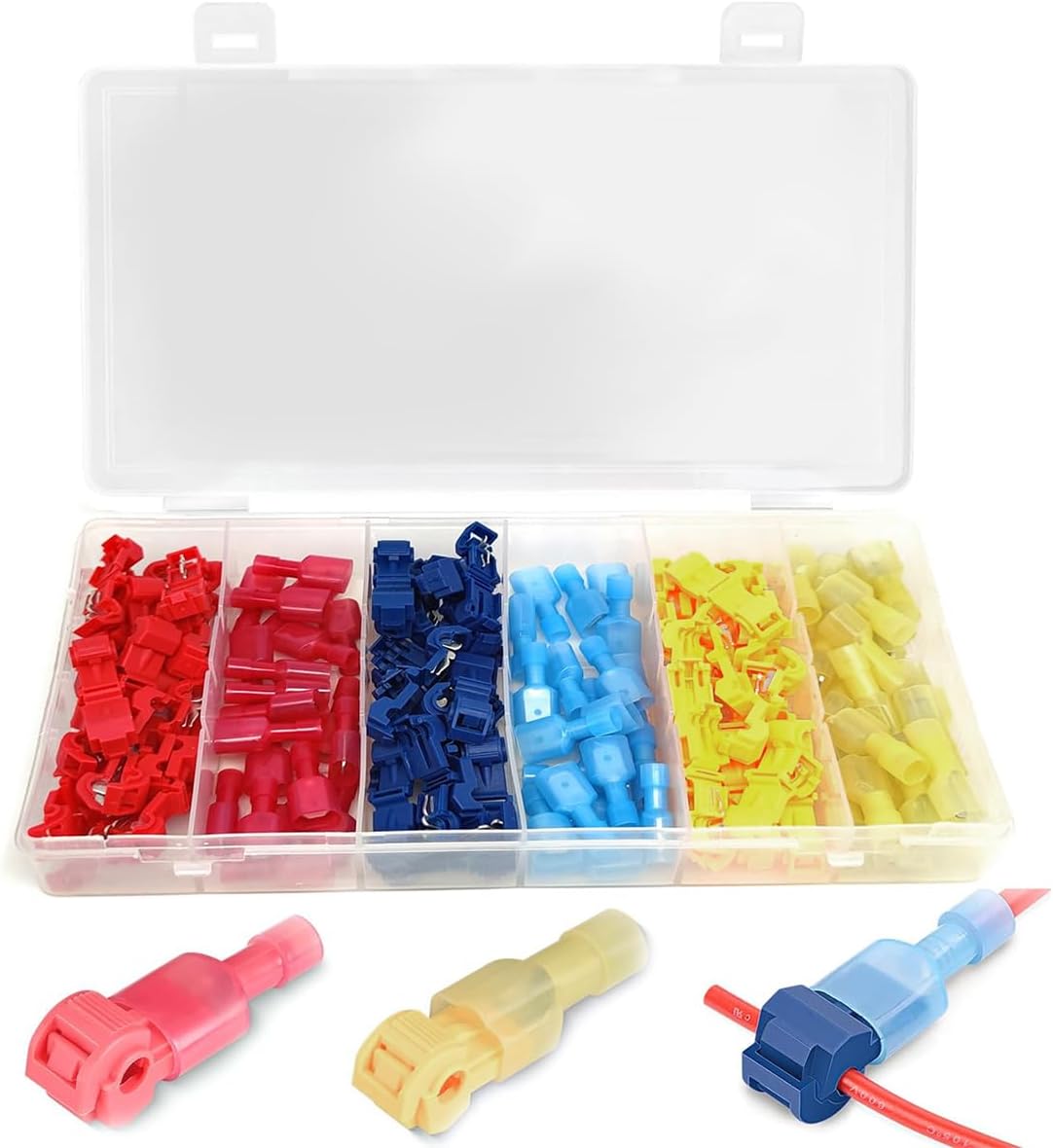- Serplex® 120Pcs T-Tap Wire Connectors Kit, Quick Wire Splice Connectors, Self-Stripping Electrical Connectors Kit, Nylon Fully Insulated Male Wire Terminals for Automotive Wire Tap (22-10 AWG)
