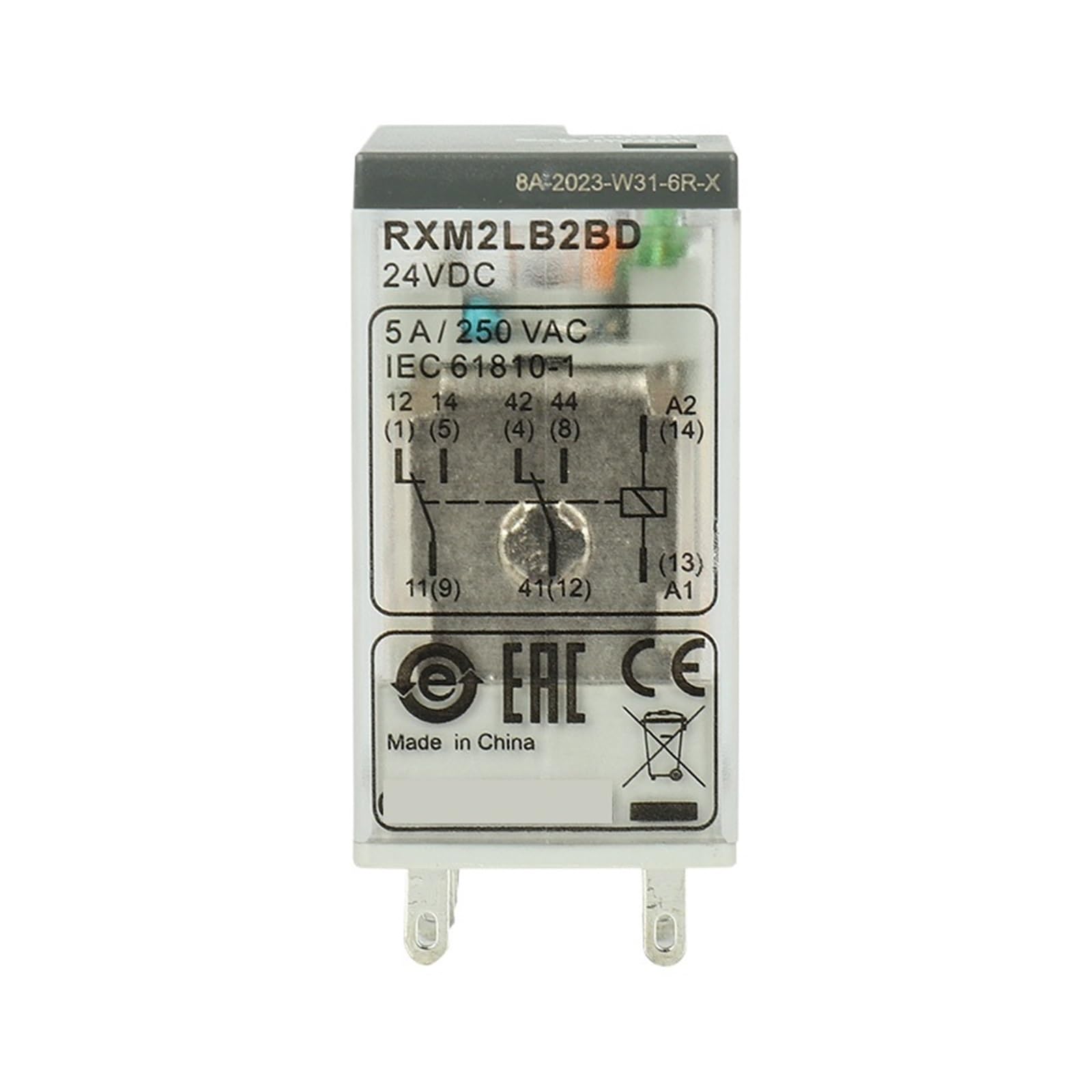 Relé de tipo intermedio RXM2LB2BD y base RXM2LB2JD para control industrial 4