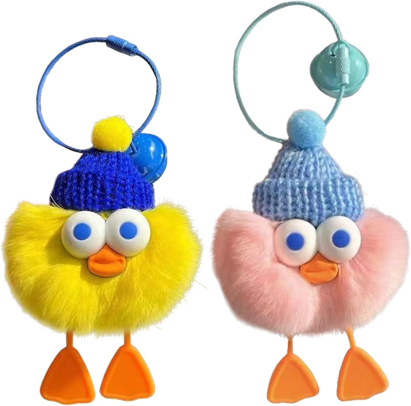 2P cartoon pendant keychain, cute plush car keychain, bag pendant with bell