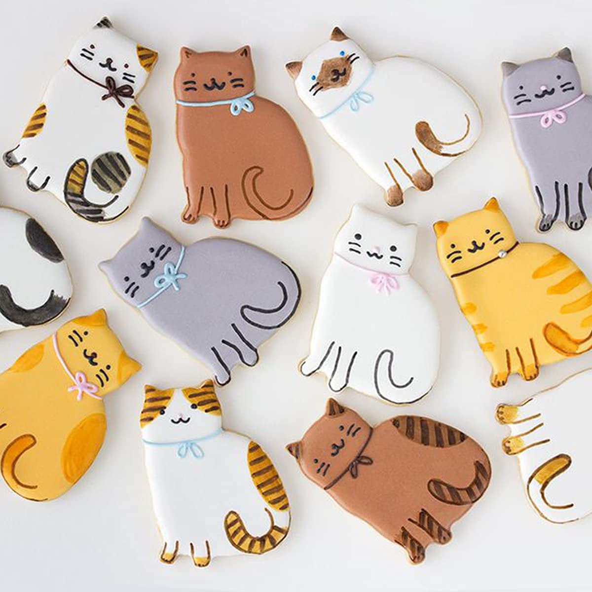 Set di 8 formine per biscotti a forma di gatto, in acciaio inox, set di 8 stampi per pasticceria e pasticceria
