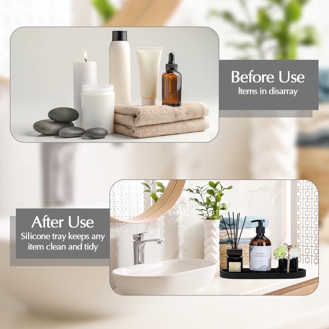 2x Silikon Ablageschalen Schwarz Oval - Multifunktionale Tabletts Für Bad & Küche