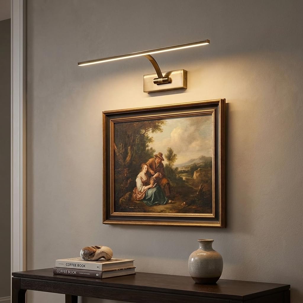 BARCELONA LED - Aplique de Pared LED 6W Ajustable. Iluminacuadros Moderno Luz cálida 2700K. Ángulo de 120°. Aplique de pared interior Bronce | Lámpara para Cuadros, Fotografías y Decoración Interior