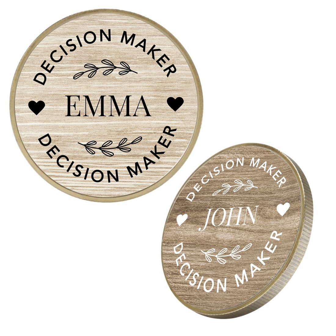 Andaz Press Personalized Couple Decision Coin Gifts, Rustic Custom Flip to Decide Coin, Decision Maker Coin, Funny Gift for Boyfriend, Girlfriend,