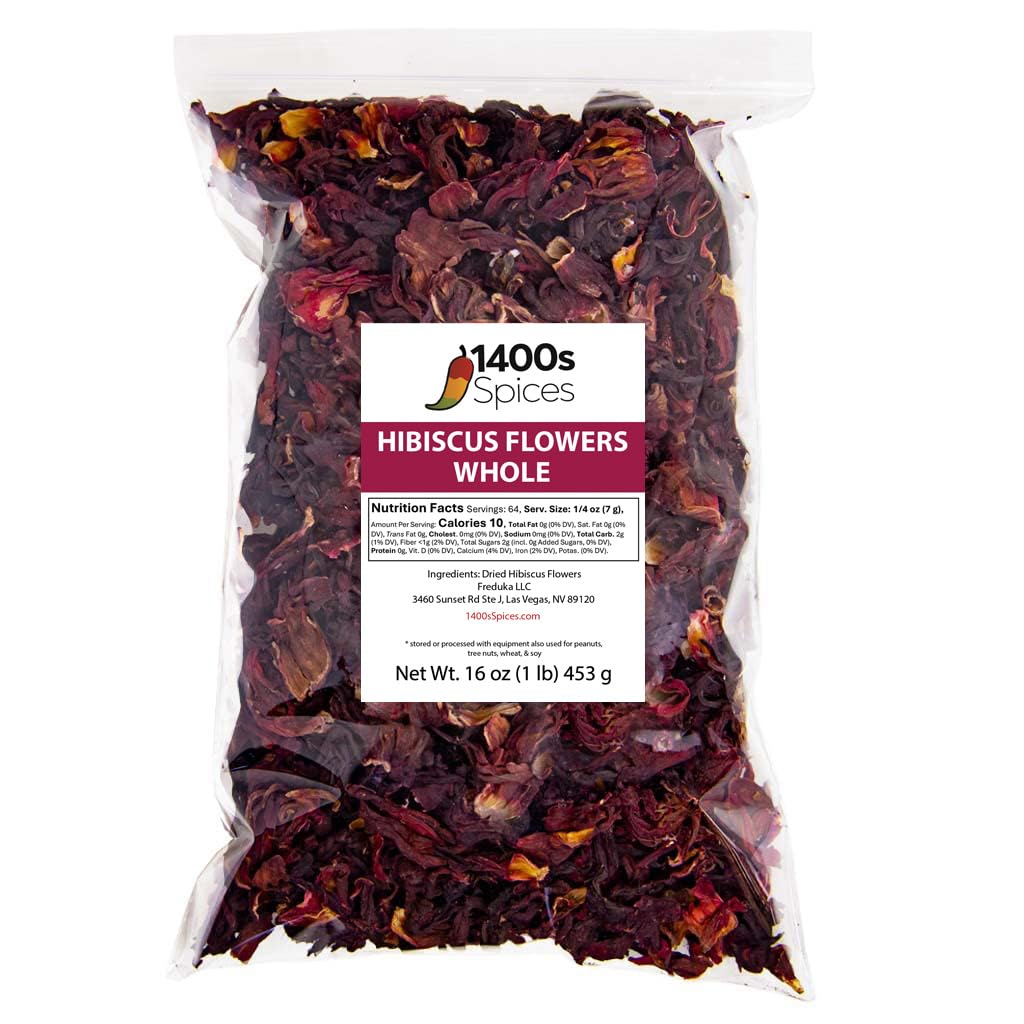 1lb Dried Whole Hibiscus Flowers | Flor de Jamaica, Sorrel, Zobo for Tea & Agua Fresca | 1400s Spices