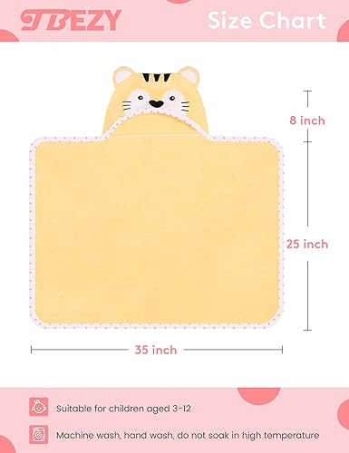 Miniatura 2 de Toalla con capucha para bebé con diseño único de animales, toalla de baño de algodón grueso ultra suave para recién nacido (tigre)