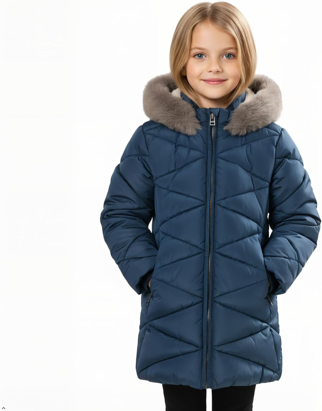 solomate Girls Winter Coats with Hood - 4-12Y Girls' Outerwear Winter Puffer Heavyweight Fleece Lined Coats for Kids