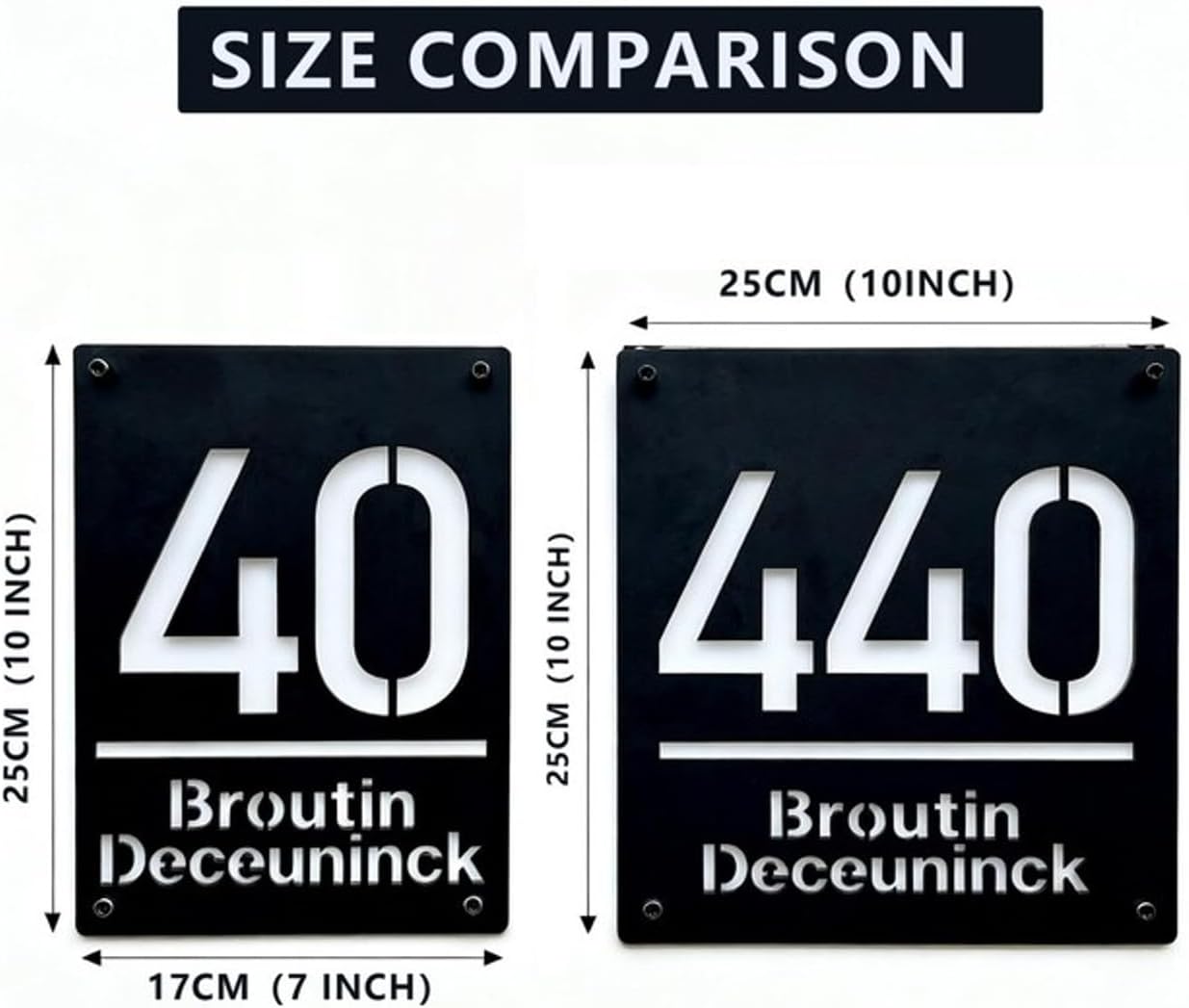 Custom Solar House Number Sign – 2 Size, 5 Colors, Personalized Address Plaque for Outdoor, Waterproof LED Light-Up Number for Lawn, Garden, Wall – Deceuninck & Broutin Styles (White)