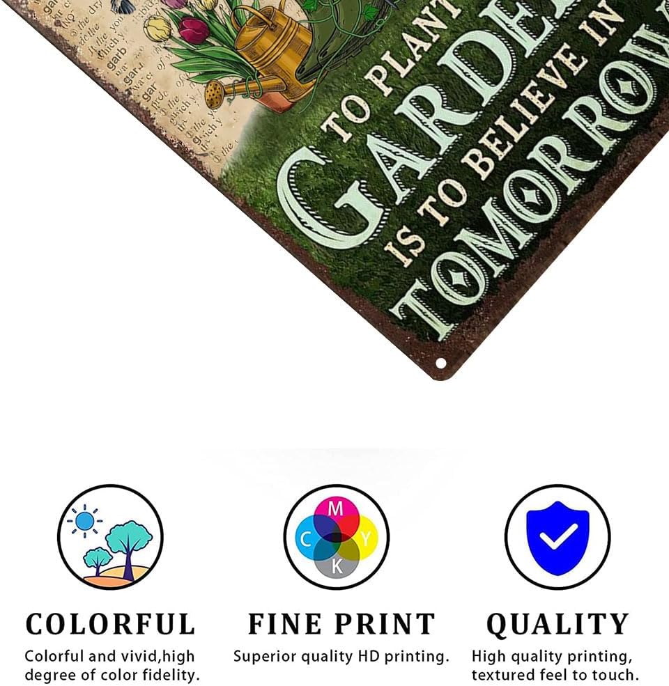Vintage Tin Sign To Plant a Garden is To Believe in Tomorrow- Retro Metal Sign for Garden Outdoor Indoor Wall Decorative 8x12 Inch - Image 3