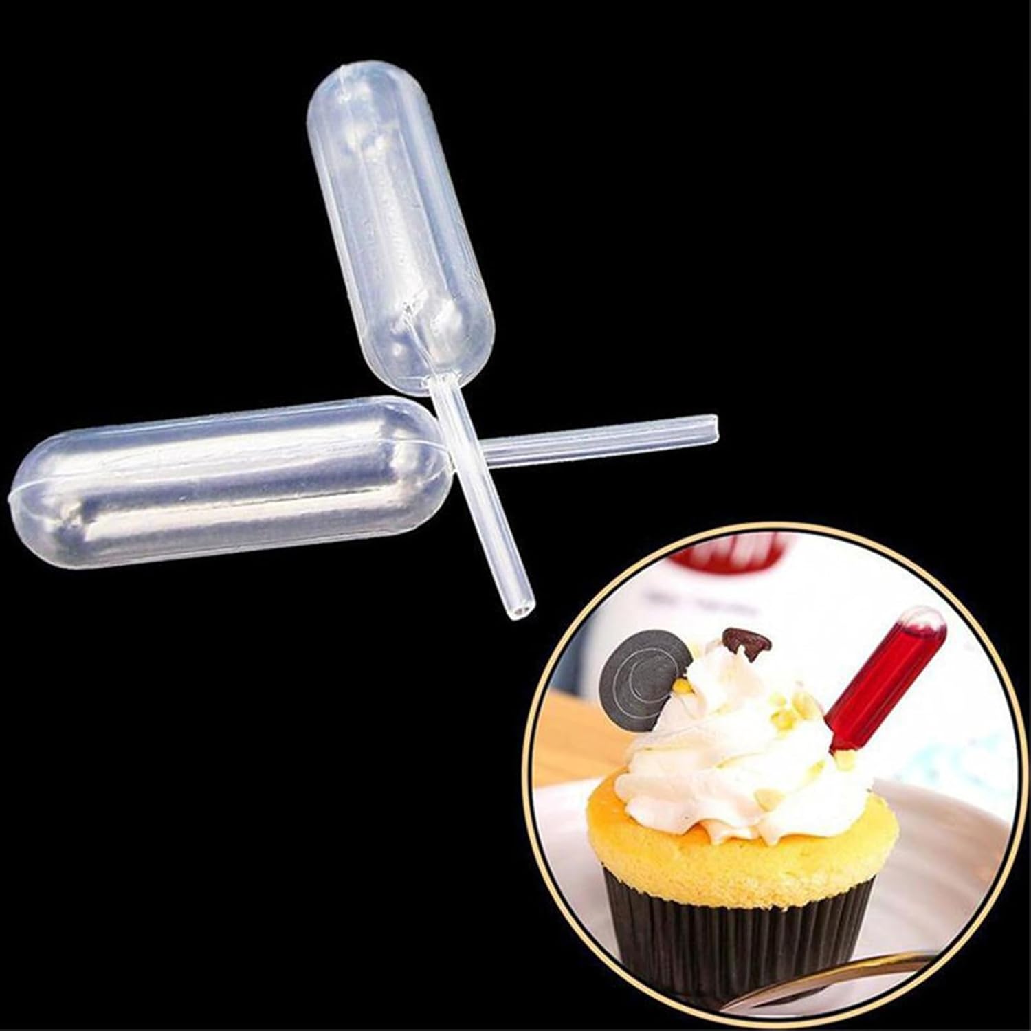 4ml Liquid Pipette Dropper for Chocolate or Strawberry Cupcakes, Ice Cream, Mini Cakes, Waffles, Candy Molds, Squeeze Dropper Wine Injector, Disposable Clear Plastic Dropper Pipette (Pack of 50) image 2 of 7 B0DK1VPD2Z