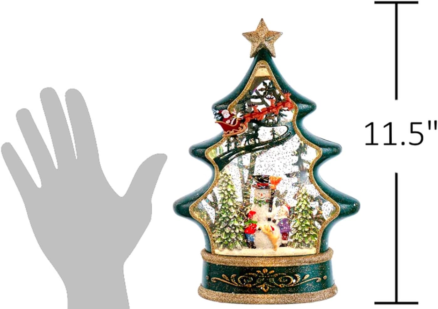 The Bridge Collection 11.25" Snowman Christmas Eve Snow Globe - Light Up Snow Globe - Holiday Christmas Tree Snowdome - Lantern Snowglobe