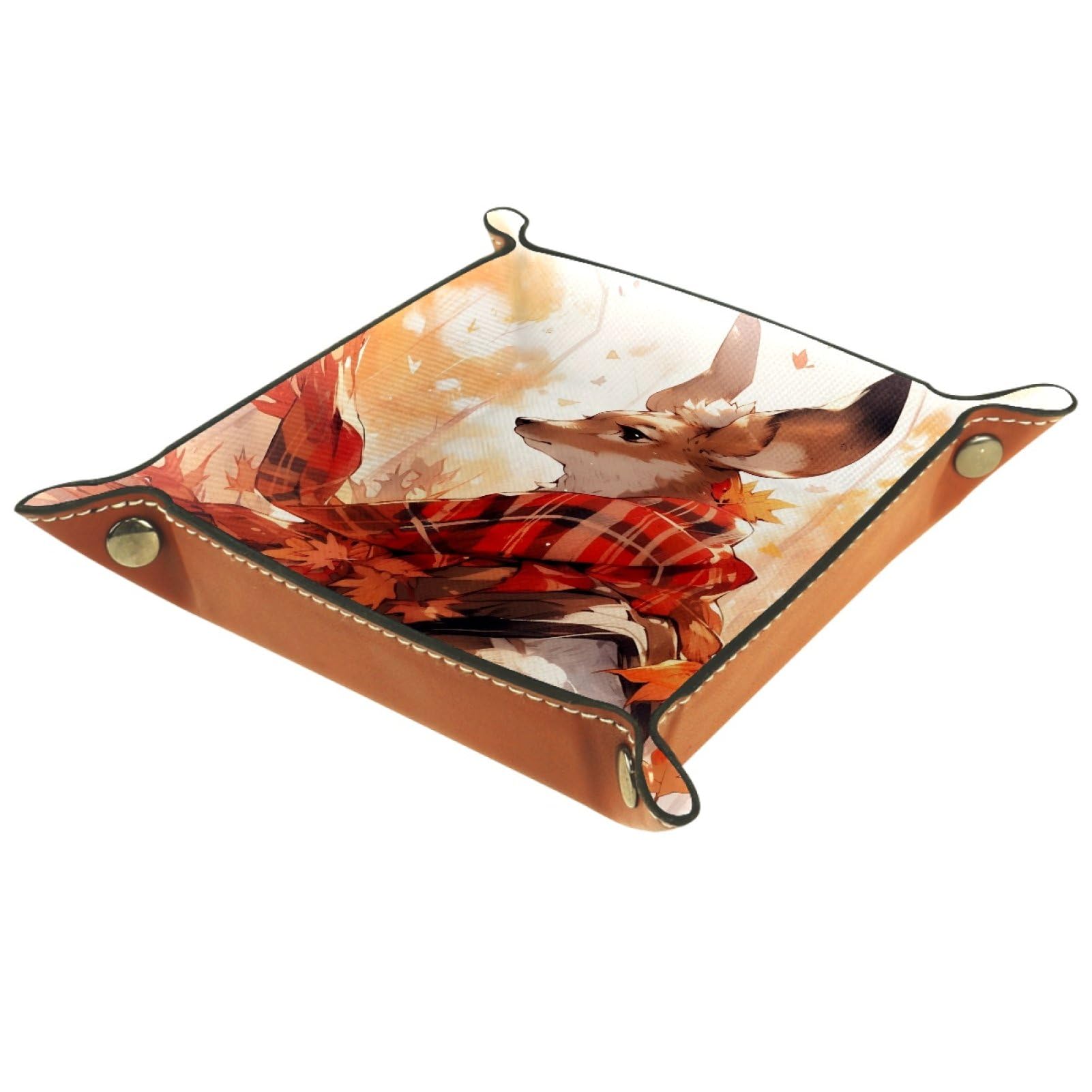Autumn Kangaroo Portable Folding Dice Rolling Tray, Microfiber Leather Dice Holder for Dice Games Like RPG, DND and Other Table Games, 20.5 Γ 20.5 cm