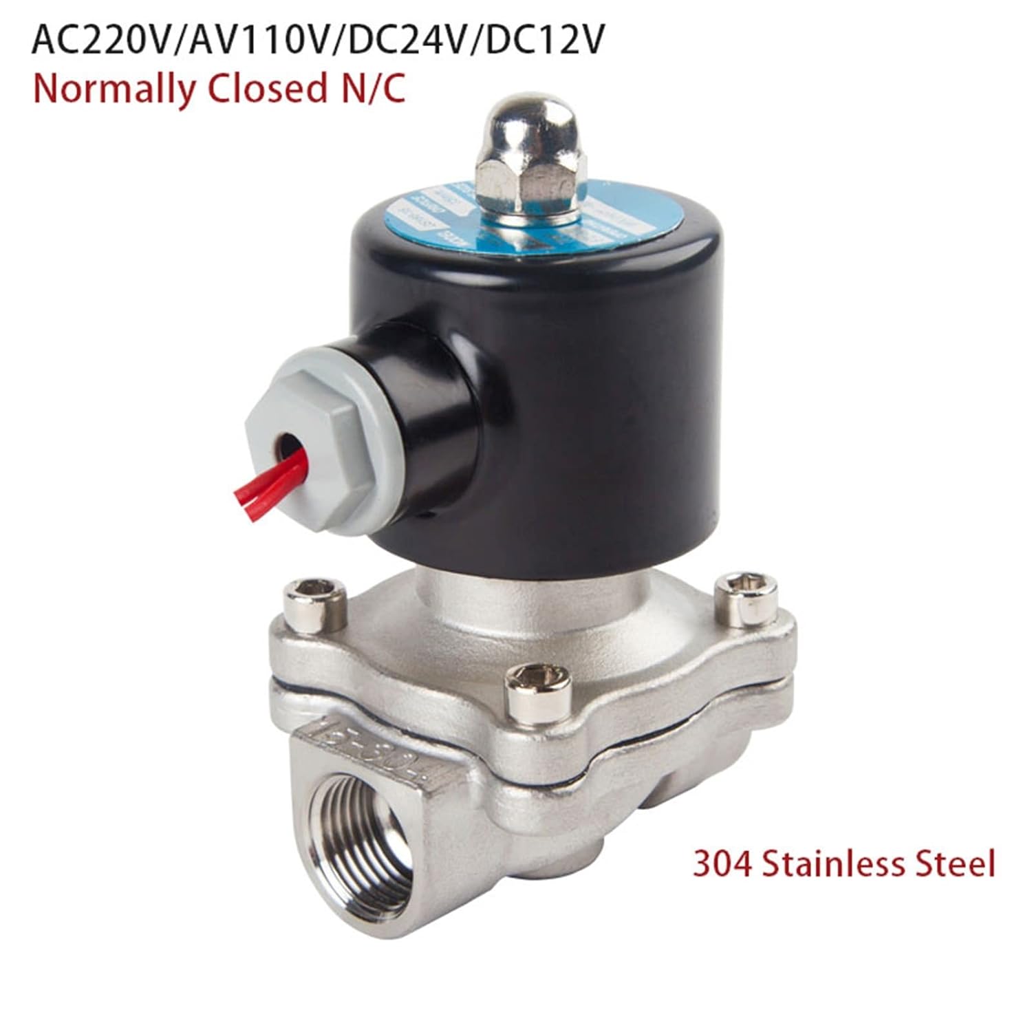 Stainless Steel Electric Solenoid Valve Normally Closed Pneumatic 12V/24V/220V/110V 1Pcs(DN25,AC110V)