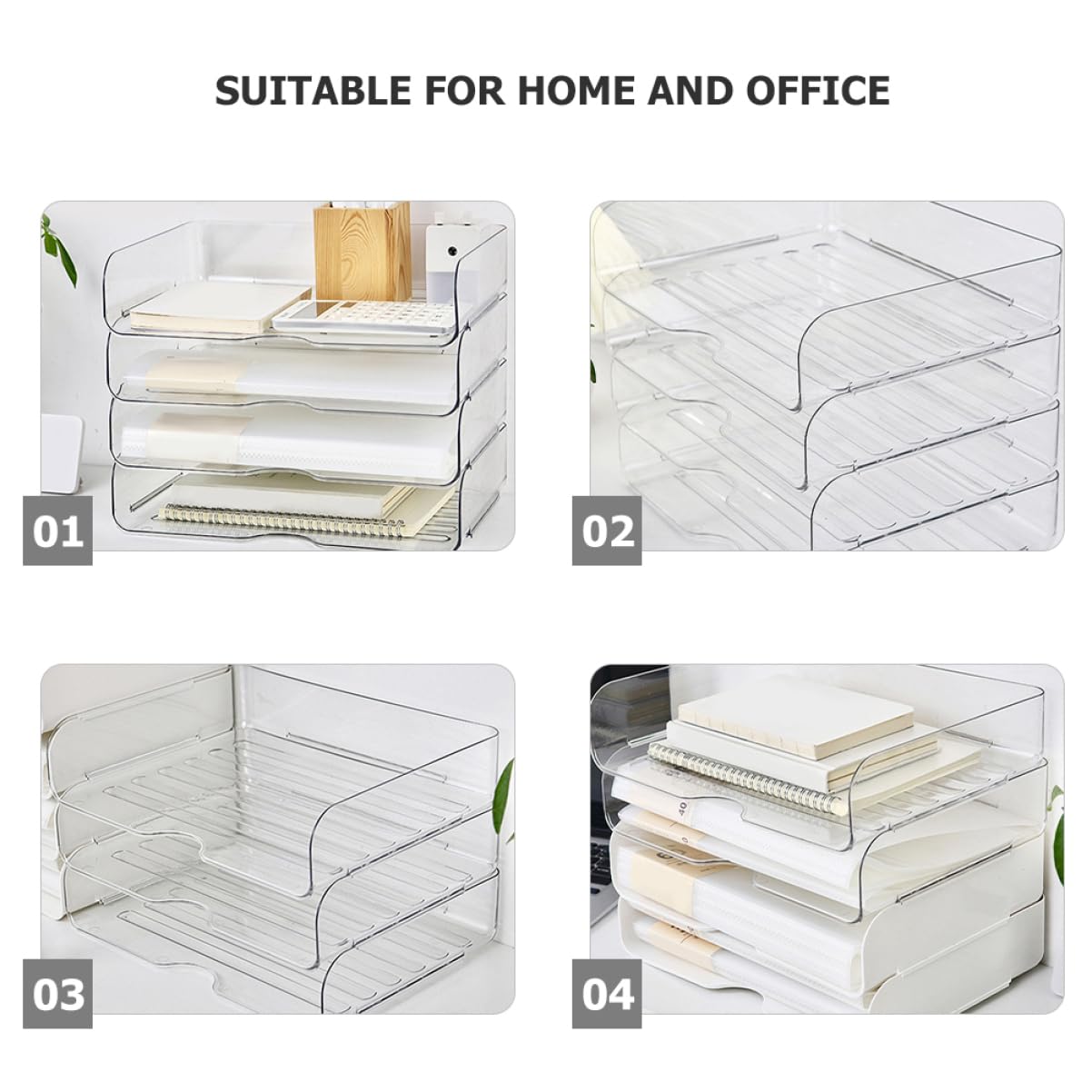 NUOBESTY 4stücke Teilige Stapelbare Papierablagen Schreibtischablagen Für Büro Papier-organizer Stapelbare Ablagen Schreibtisch-papierablage Aktenständer Büro-organizer Ablage Für