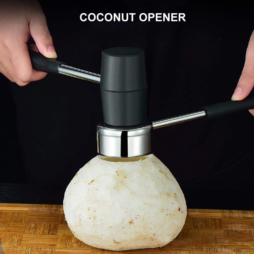 NILKANTH® Coconut Opener Kit with Hammer | Stainless Steel Coconut Opening Tool Set with Premium Fiber Handle | Easy & Safe Opener for Tender Coconuts 3