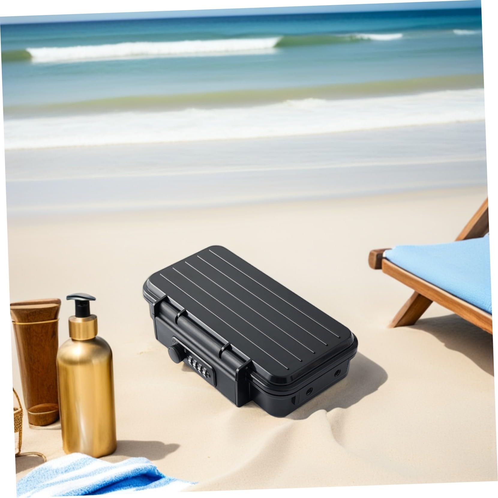 HOMSFOU Cassaforte Portatile Da Viaggio Resistente in Abs Cassetta Di Sicurezza Antifurto Lucchetto Combinazione Piccola Cassaforte Da Spiaggia Per Hotel e Dormitorio