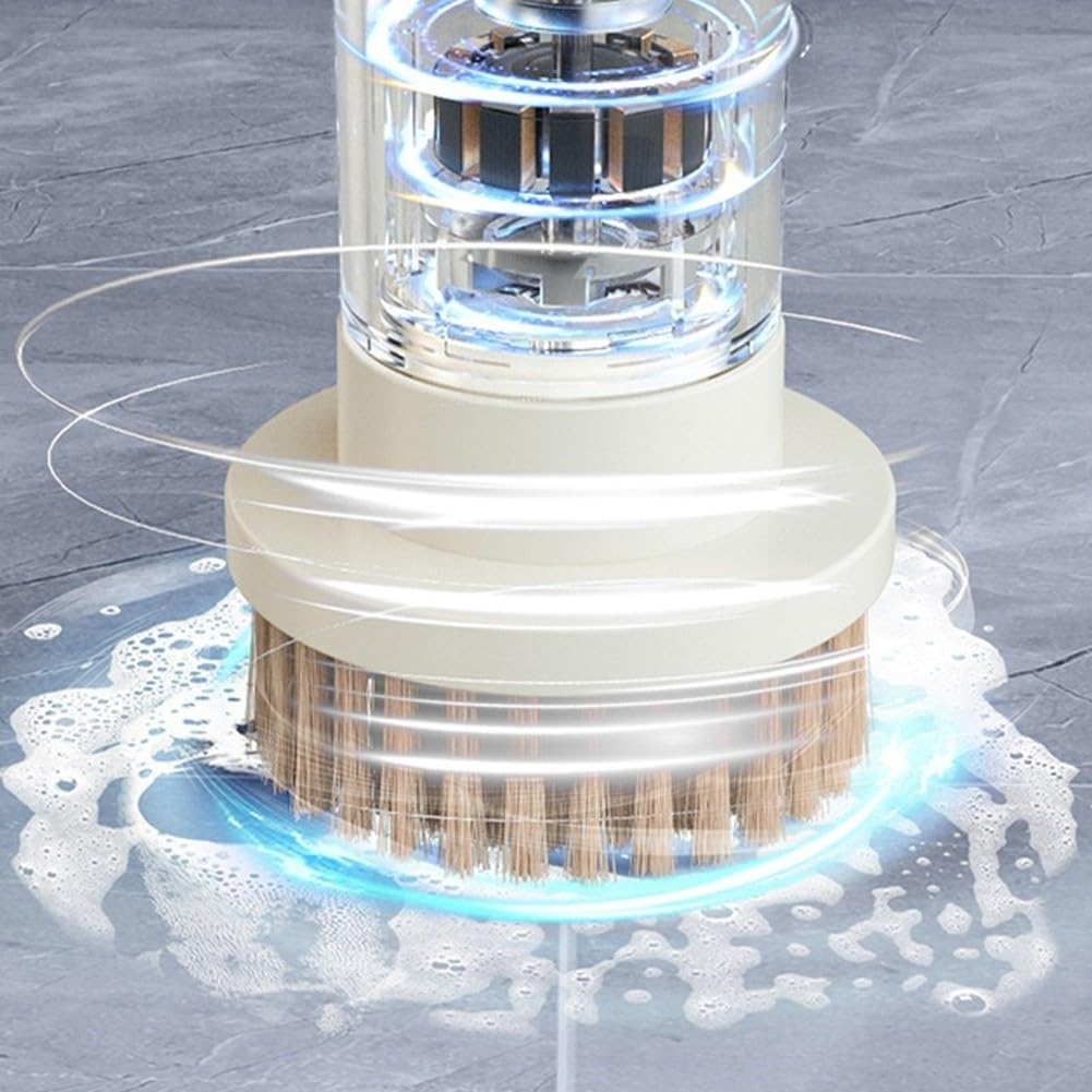 Cepillo de limpieza eléctrico giratorio 7 en 1 inalámbrico con mango extensible para baño, lechada, ducha, pared, suelo, cocina, bañera, impermeable, para herramientas eléctricas, acero inoxidable