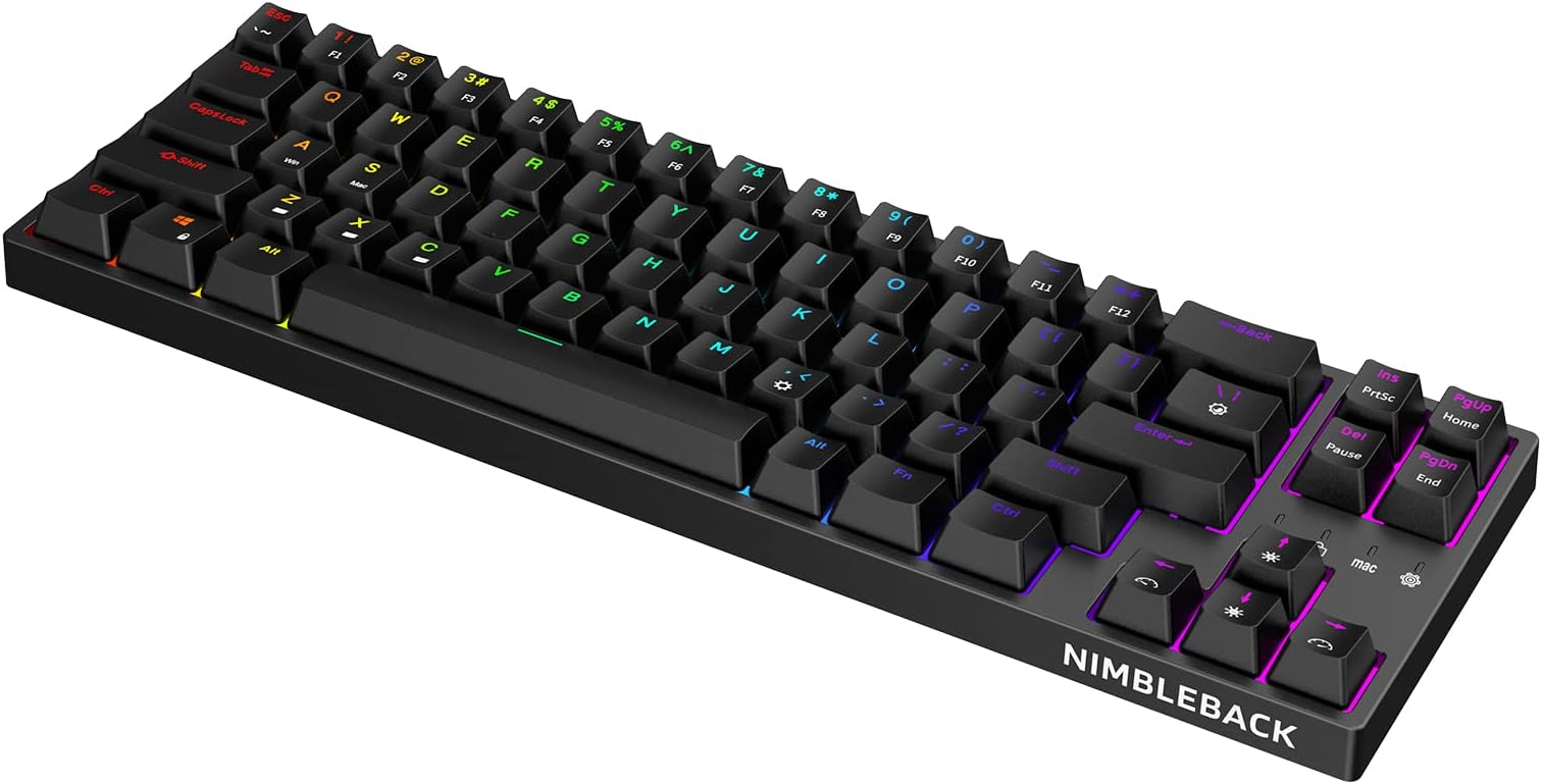 LTCNB681 Nimbleback Wired 65% Mechanical Keyboard, RGB Backlit Ultra-Compact 68 Keys Gaming Keyboard with Hot-Swappable Switch and Stand-Alone Arrow/Control Keys (Hot Swappable Red Switch, Black)