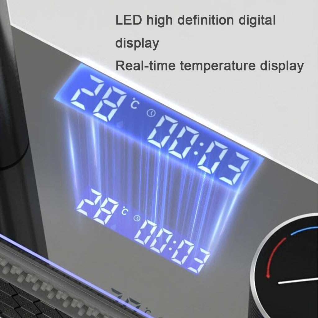 Waterfall Sink 304 Workstation for Home Stainless Steel Bar Sink for Recreational Vehicles with Digital Display Removable Rain Tap, M, Grey, 68 x 45 x 22 cm