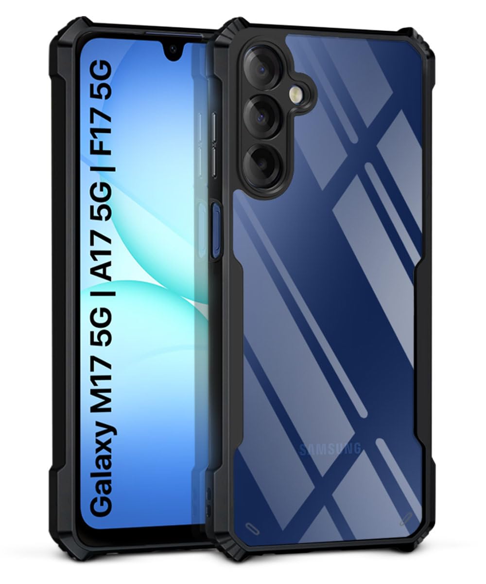 WOW IMAGINE Shock Proof Clear Back Case Mobile Cover for Samsung Galaxy M17 5G | A17 5G | F17 5G (Hard | Hybrid PC + TPU | Full Armour Device & Camera Protection | Black)-image-41