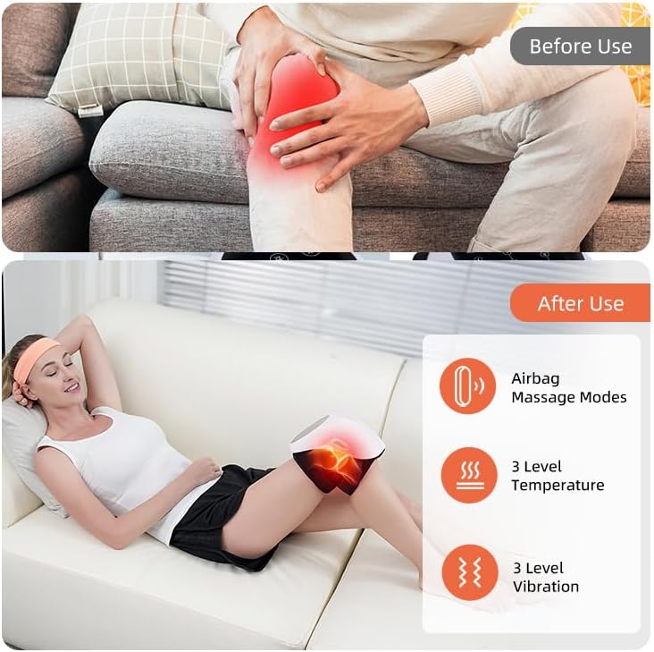 Knee Massager with Heat and Compression, 2025 Upgraded 3 Modes Cordless Heated Knee Massager, 3 Heating Levels & 3 Pressing Levels & 3 Vibration Levels, Gifts for Grandma, Grandpa, Family, Friends - Image 6