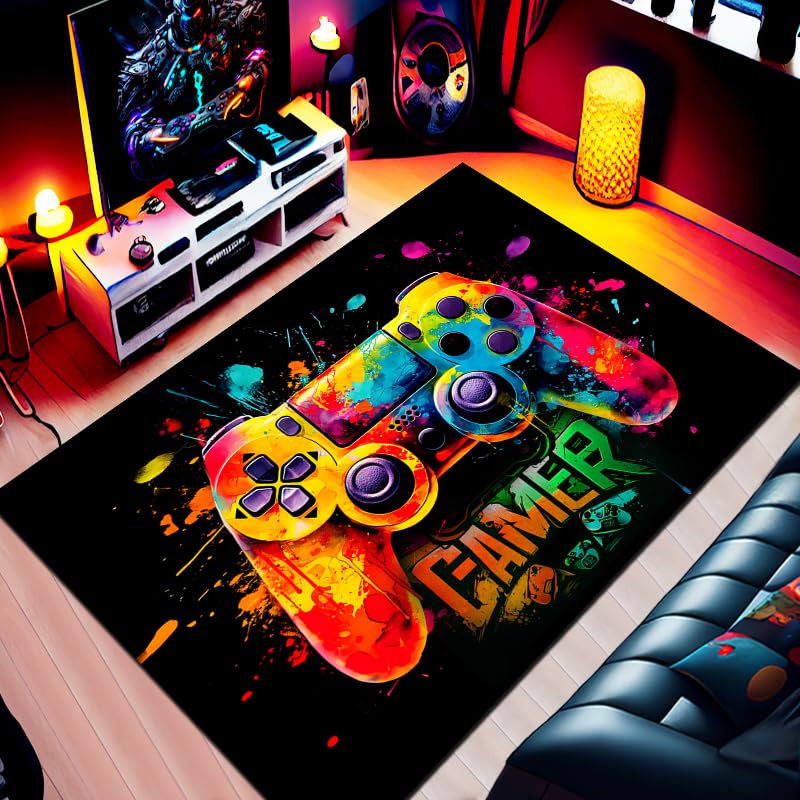 Gaming Rug for Boys Bedroom,Video Game Carpet with Gaming Theme Design,Gamer Rug for Room 60x40in