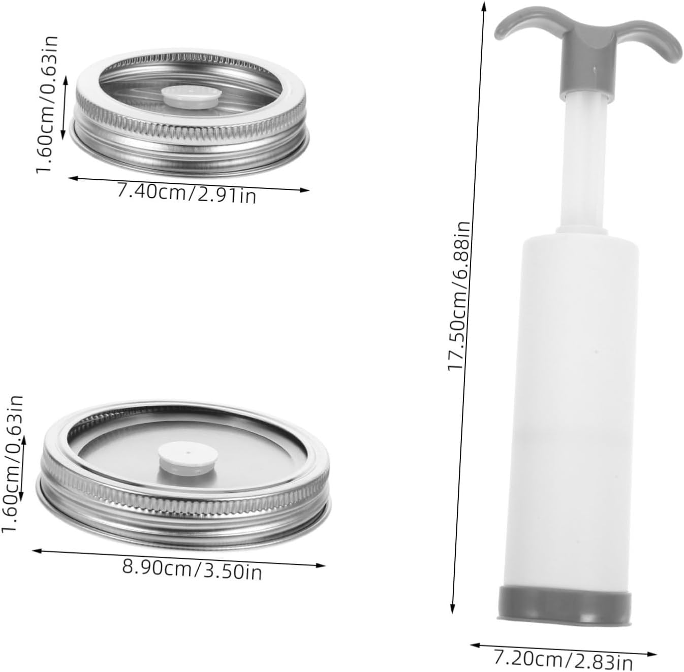 Mason Jar Vacuum Sealer Kit Food-Grade 304 Stainless Steel Lids Airtight Hand Pump Vacuum Seal for Regular Mouth Jars for Home Canning and Food Preservation Style