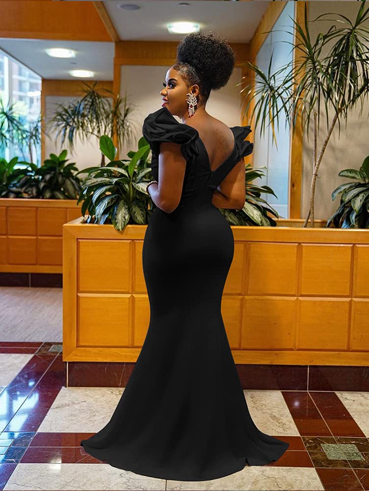 IFashion Women's Backless V-Neck Bandage Maxi Dress - Long Evening & Formal Gown (Black) - View #8