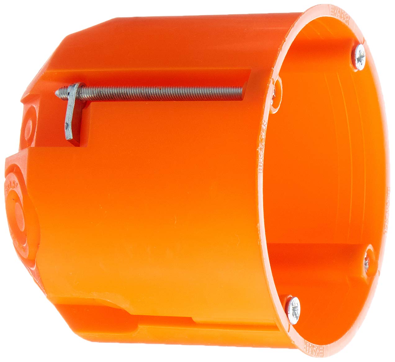 HW-Dose, tief, 62mm, Ø 68mm orange, mit Geräteschraube
