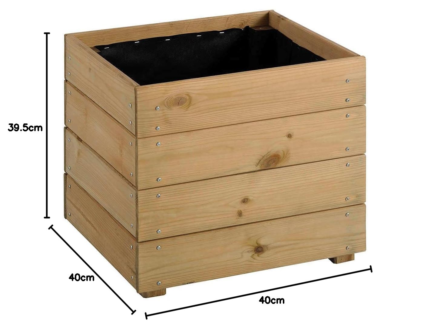 Bac à Fleurs Carré En Bois ESSENCIA 40x40x39,5cm - 44L - Épicéa Traité - Livré Assemblé - Idéal Jardin Et Terrasse