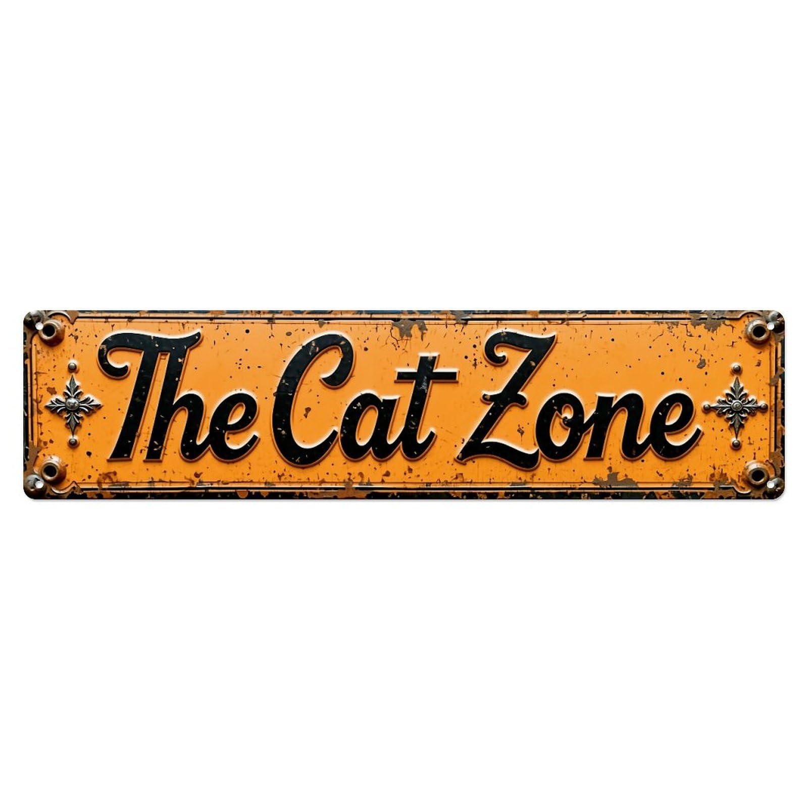 Jdyaojiesheng Vintage The Cat Zone Sign Pattern Tin Sign Retro Metal Wall Decor Metal Poster, Home Bar Garage Farmhouse Cafe Wall Art Decoration 4X16inch