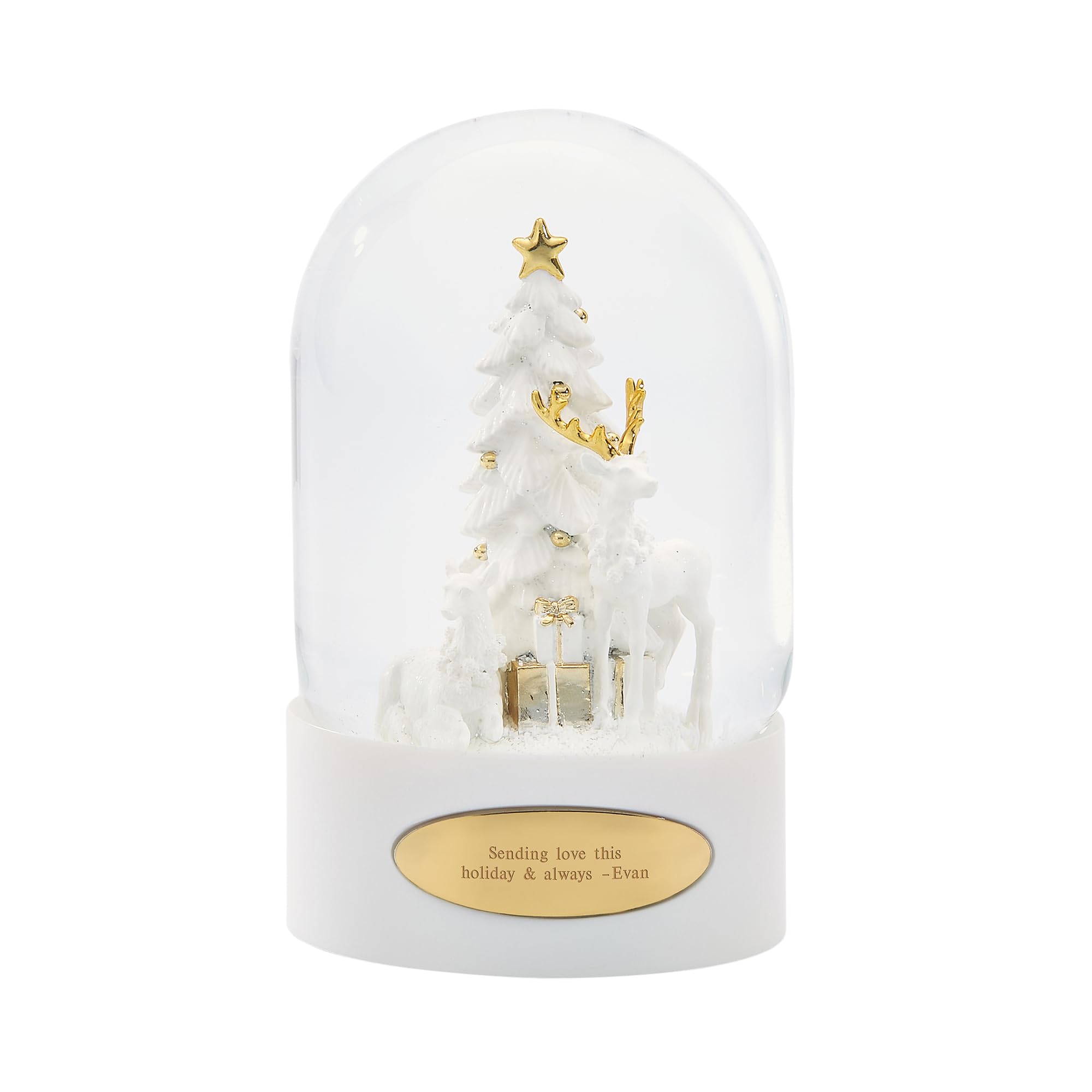 THINGS REMEMBERED Engraved White Gold Deer Snow Globe (Free Customization)