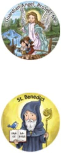 Miniatura 7 de Mini calcomanías de Santos católicos surtidos para escuela dominical e iglesia, dos rollos cada rollo tiene 100 calcomanías autoadhesivas por rollo
