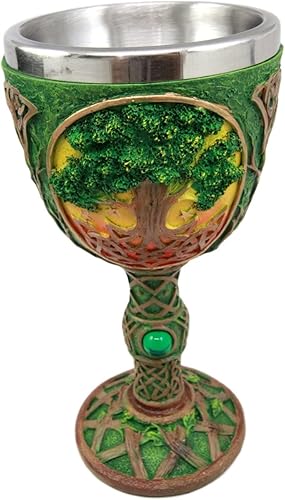 Miniatura 2 de Ebros Gift Gran árbol sagrado celta antiguo de la vida Yggdrasil copa de vino cáliz figura de 8 onzas, símbolo de rejuvenecimiento, curación y