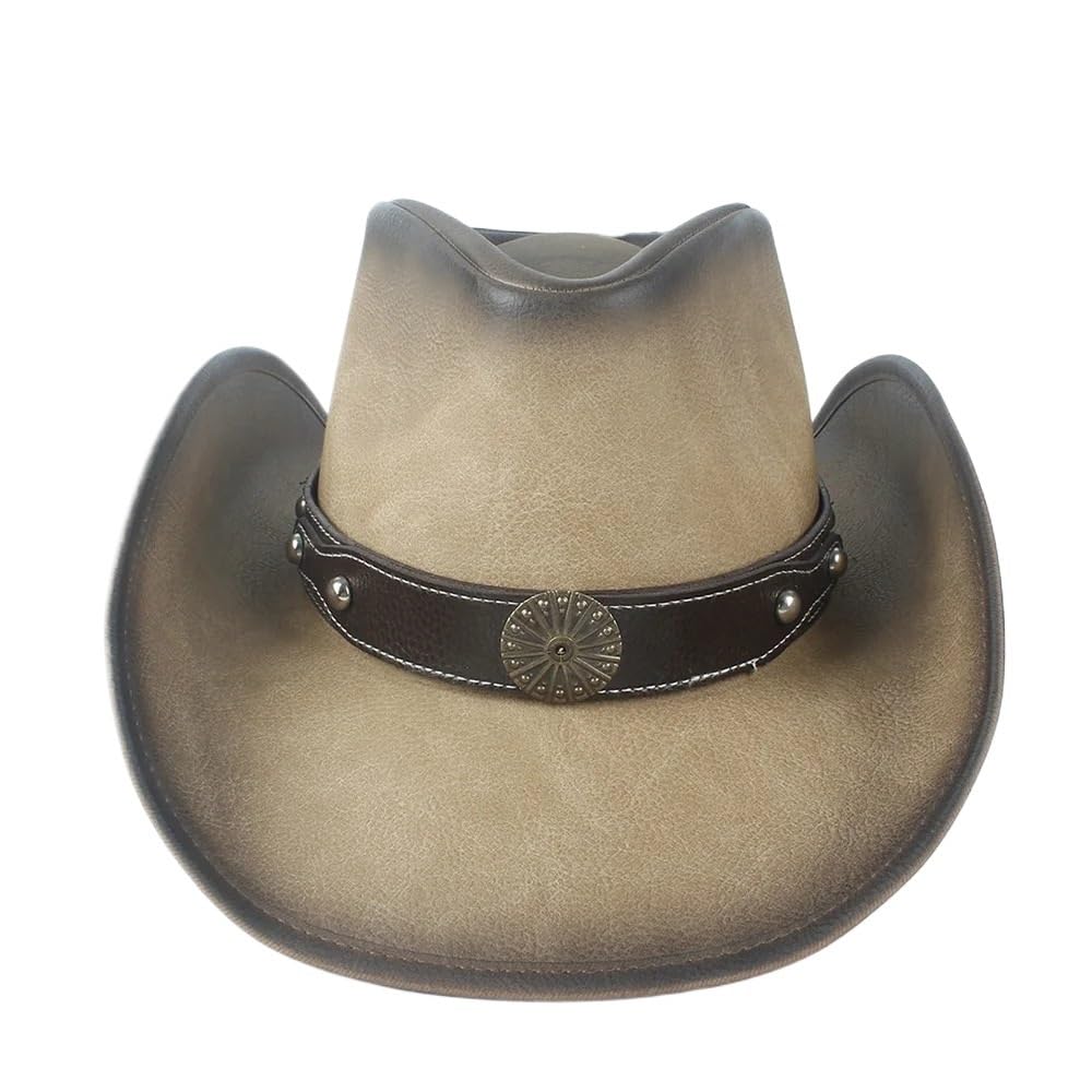 Cappello da Cowboy Occidentale alla Moda da Uomo e da Donna con Fascia in Pelle Punk, Berretto da Sombrero, Cappello Arrotolabile