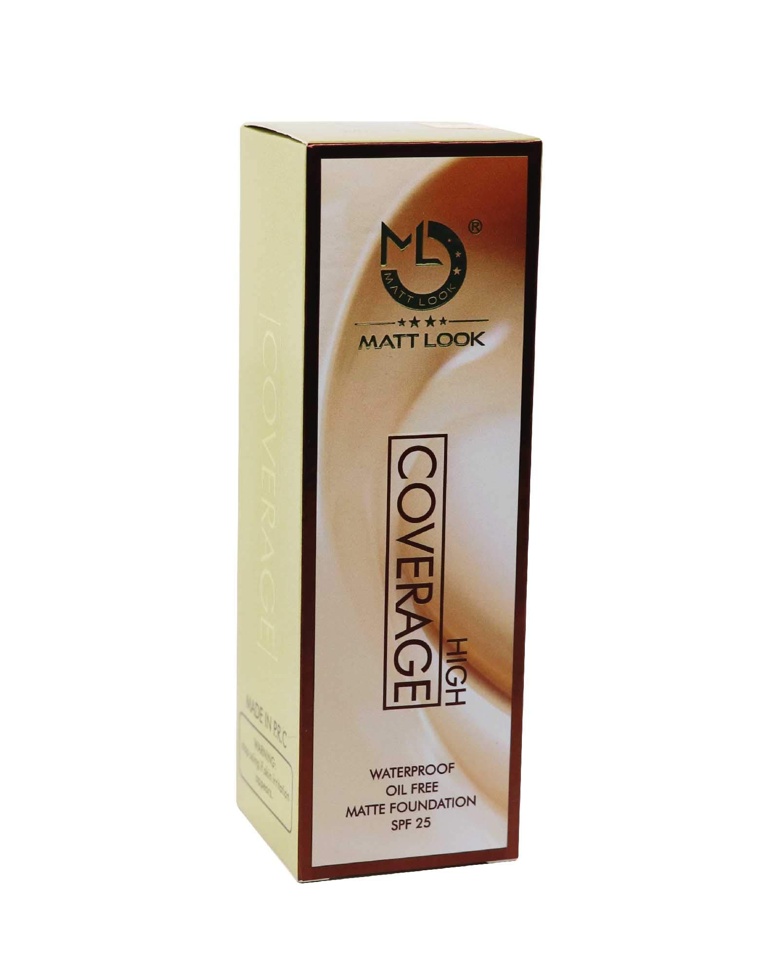 Matt Look High Coverage Waterproof Oil Free Matte Foundation SPF 25, 03 Natural