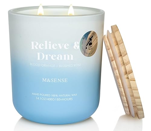 M&SENSE 400g Scented Candle, Blood Orange Blushed Rose Scent, 80