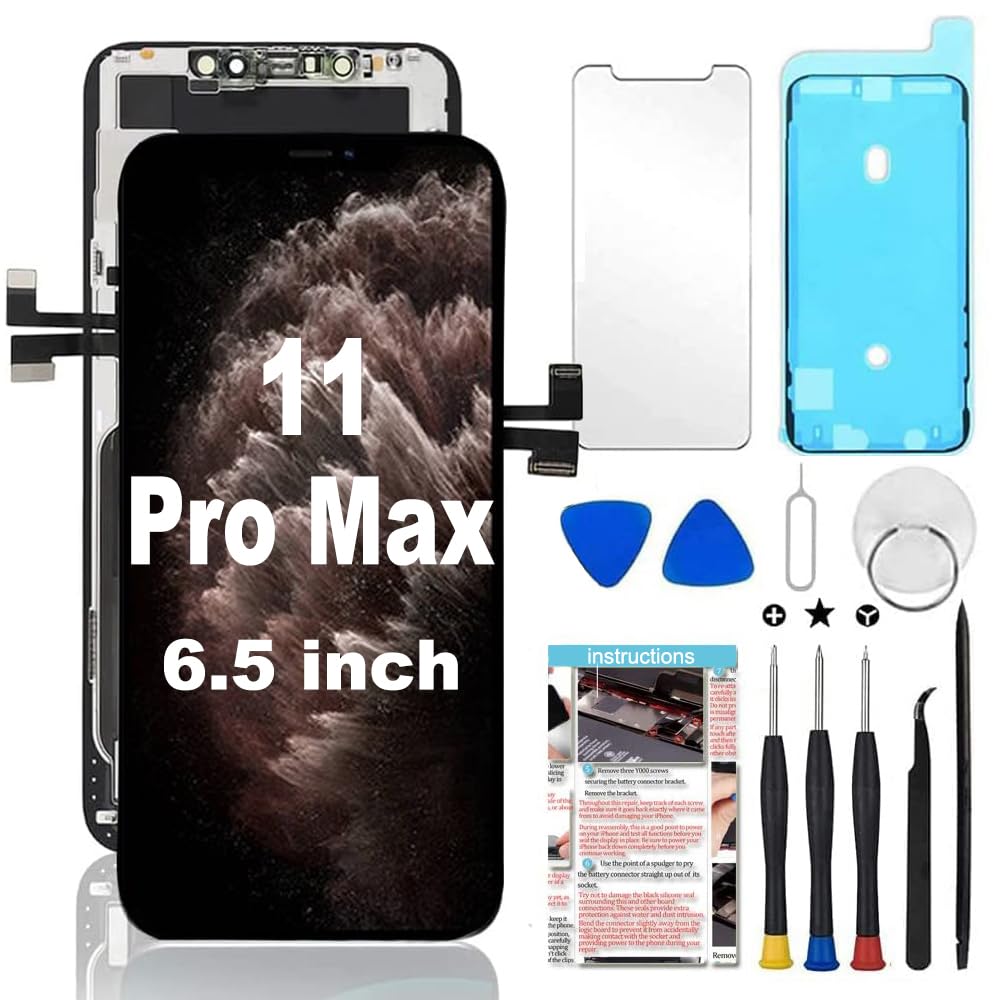 for iPhone 11 Pro Max Screen Replacement 6.5 inch, 3D Touch LCD Display Digitizer Assembly with Repair Tools, Compatible with Model (A2161, A2220, A2218)