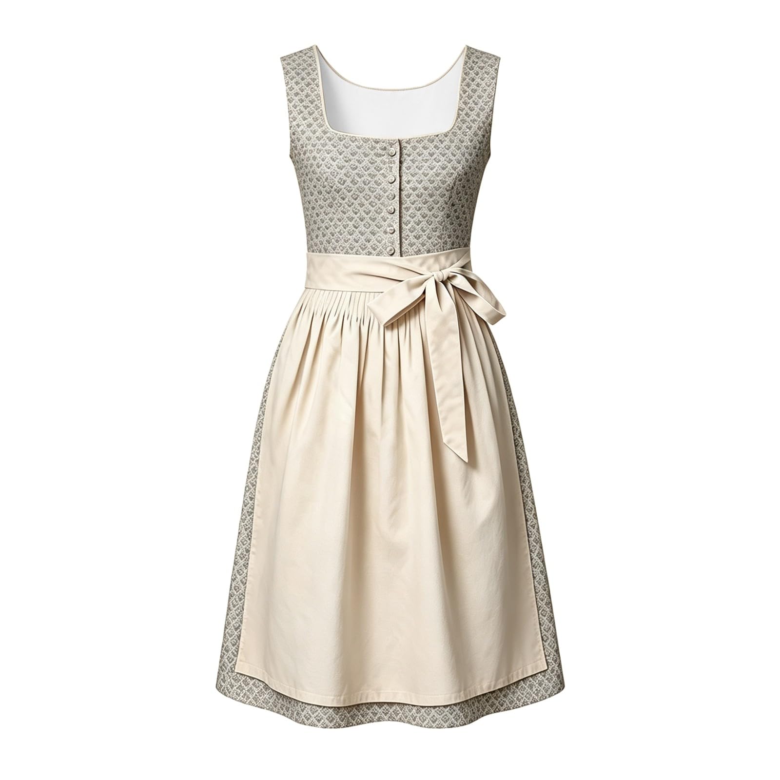 Generisch 2026 Elegantes Dirndlkleid für Damen ärmellos mit Schürze tailliert für Bierfest-Feiern im Landhausstil mit Spitze Dreireihen- ganzjährig tragbar