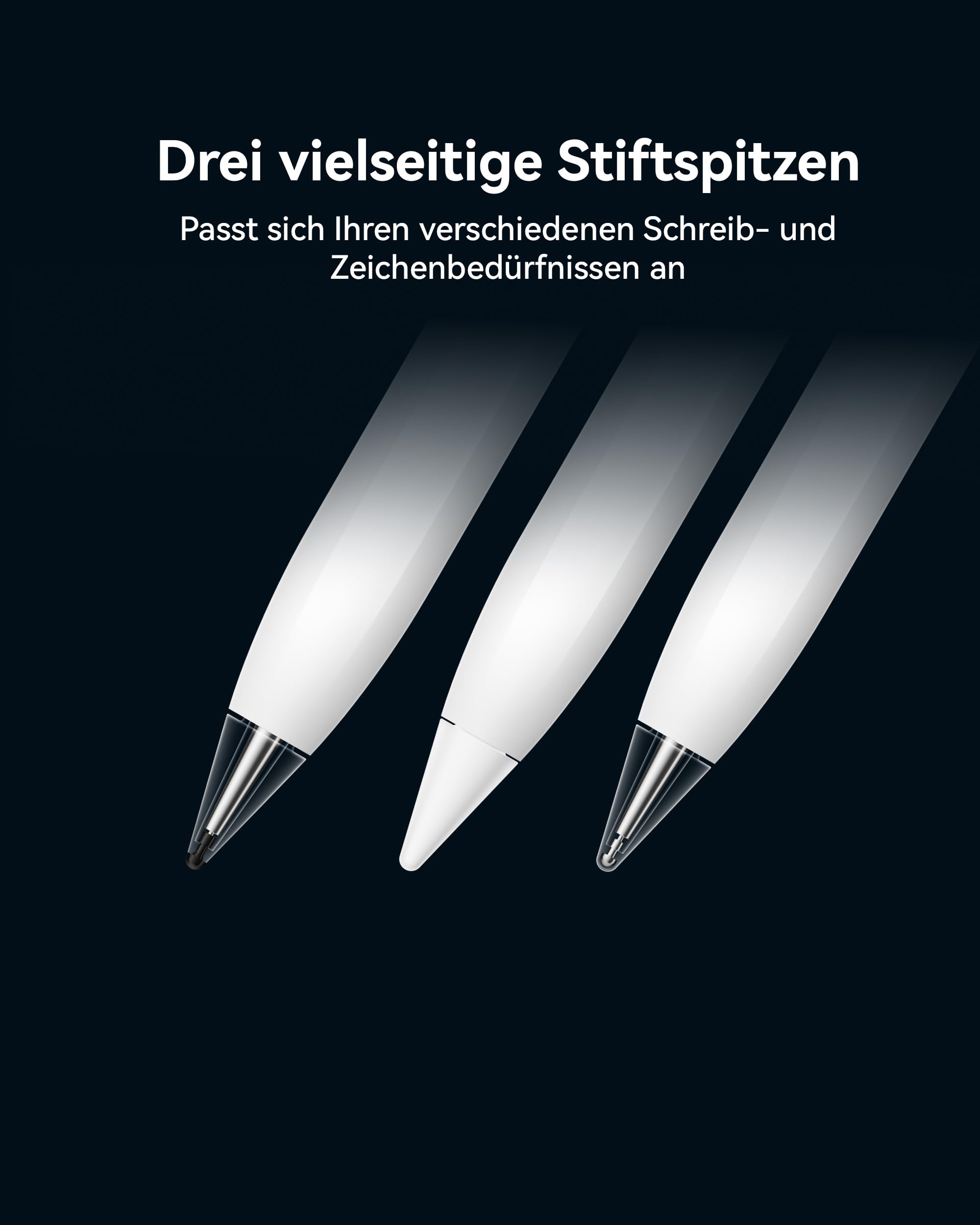 HUAWEI M-Pencil Pro, Stiftstift mit DREI Stiftspitzen, Weiß | Magnetische drahtlose Kopplung und Aufladung, Taktile Rückmeldung, Über 10.000 Druckempfindlichkeitsstufen