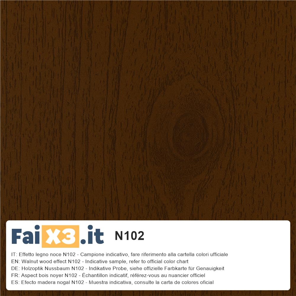 FaiX3.it - Perfil angular en L 30x30x1 mm de aluminio, efecto madera nogal N102, longitud 1500 mm