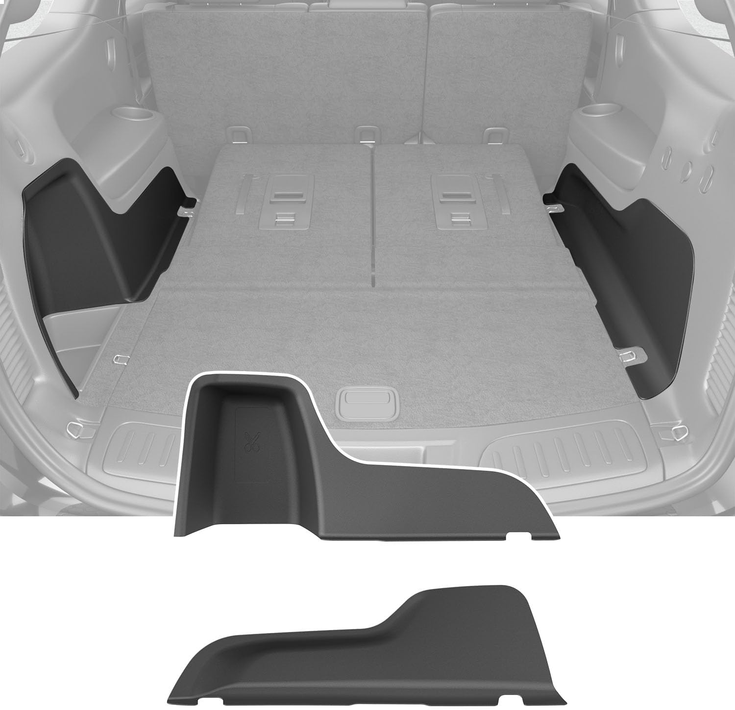 powoq Cargo Sidewall Protector Compatible with 2016-2024 Dodge Durango Trunk Sidewall Protector Mat Replacement for 2016-2024 Dodge Durango Accessories (Side Trunk Mat)