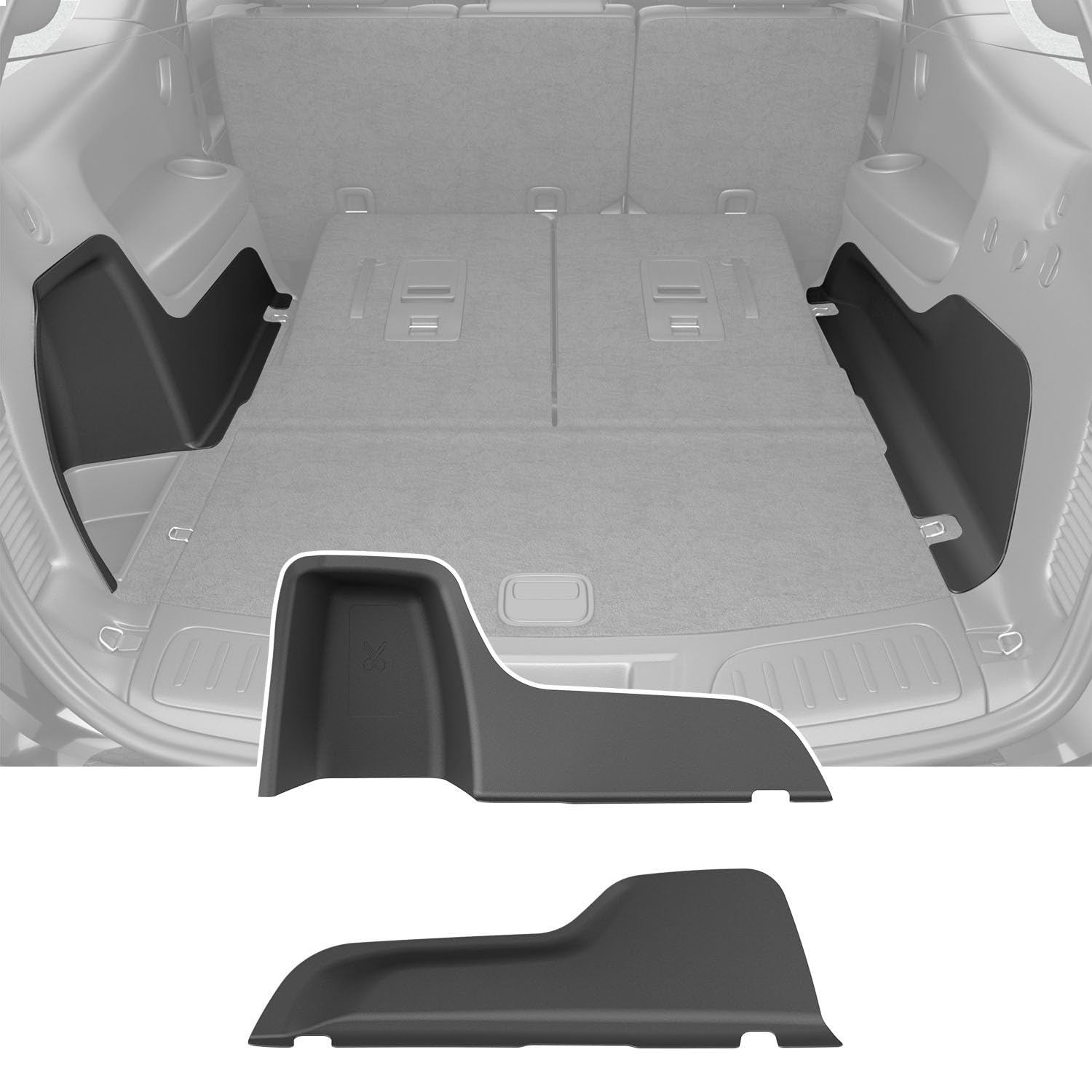 powoq Cargo Sidewall Protector Compatible with 2016-2024 Dodge Durango Trunk Sidewall Protector Mat Replacement for 2016-2024 Dodge Durango Accessories (Side Trunk Mat)