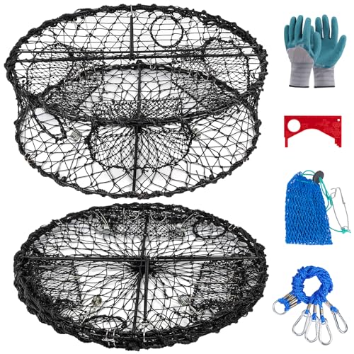 QualyQualy Foldable Metal Crab Trap Pot Heavy Duty 30 Dia x 10 H